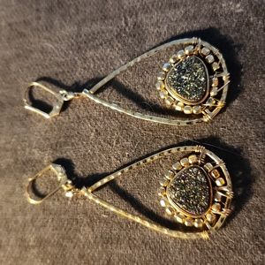 Gold plated Drusy stone dangle earrings